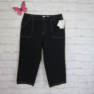 New! Liz Claiborne• Audra Summer Fun Black Cropped Pants Sz 16